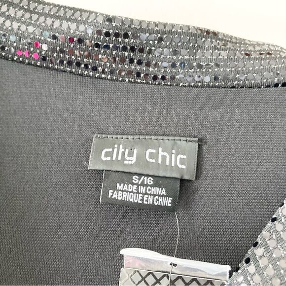 NWT CITY CHIC Glamour Playsuit Sequin Romper in Gunmetal 16 - Picture 5 of 9